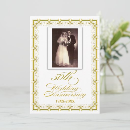 50ste gouden huwelijksjubileum viering kaart (Staand voorkant)
