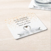 50ste gouden huwelijksjubileum witte zwanen verlie kartonnen onderzetters (Schuin)