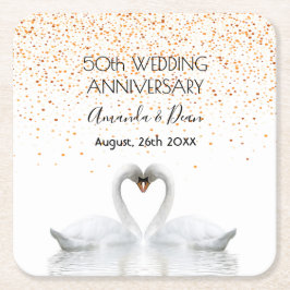 50ste gouden huwelijksjubileum witte zwanen verlie kartonnen onderzetters