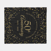50ste gouden huwelijksjubileum zwart en goud fleece deken (Voorkant (Horizontaal))