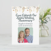 50ste gouden huwelijksjubileumfeestviering kaart (Staand voorkant)