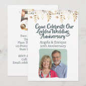 50ste gouden huwelijksjubileumfeestviering kaart (Voorkant / Achterkant)