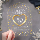 50ste Gouden Huwelijksverjaardag Hart Acryl Uitnodigingen