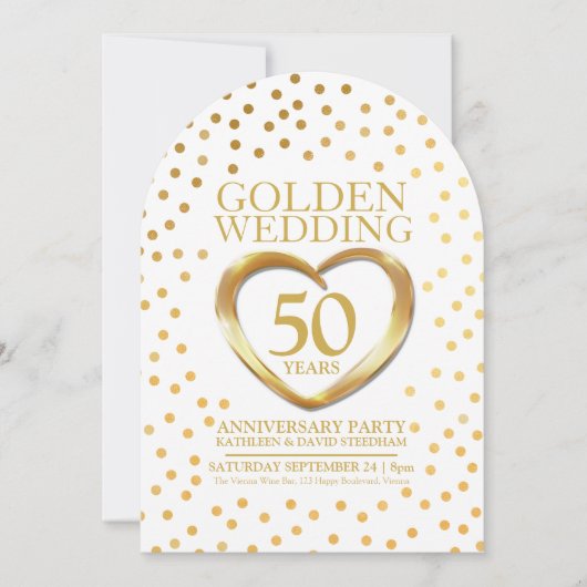 50ste Gouden Huwelijksverjaardag Hart Kaart (Voorkant)