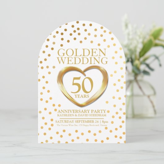 50ste Gouden Huwelijksverjaardag Hart Kaart (Staand voorkant)