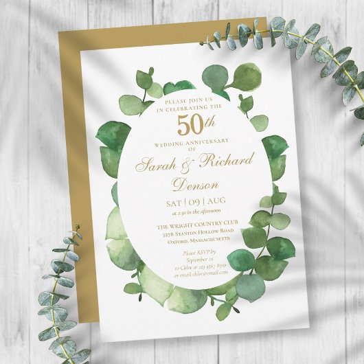50ste Gouden Jubileum Eucalyptus Boho Groenery Kaart