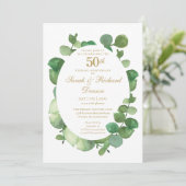 50ste Gouden Jubileum Eucalyptus Boho Groenery Kaart (Staand voorkant)