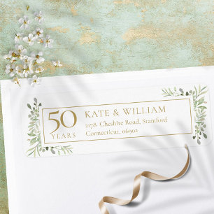 50ste Gouden Jubileum Groene Waterverf Adres Etiket