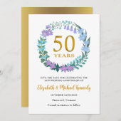 50ste Gouden Jubileum  Save the Date Kaart (Voorkant / Achterkant)