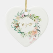 50ste gouden trouwdag bloemig monogram keramisch ornament (Achterkant)