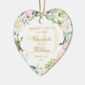 50ste gouden trouwdag bloemig monogram keramisch ornament (Links)