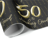 50ste Gouden Verjaardag Aangepaste Naam Verpakking Cadeaupapier (Rol Hoek)