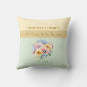 50ste Gouden Verjaardag Bloemen Groen Kussen (Achterkant)