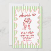 50ste Hand Getrokken Kleurrijke Strepen Vijftig Ve Kaart (Voorkant)