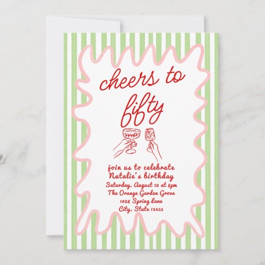 50ste Hand Getrokken Kleurrijke Strepen Vijftig Ve Kaart (Voorkant)