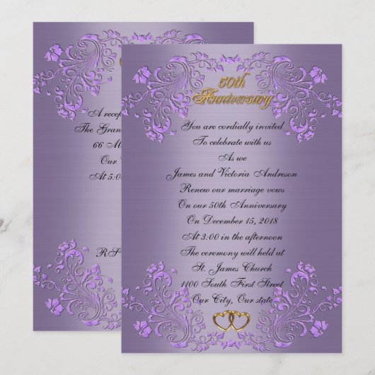 50ste herdenkingsdag huwelijk hernieuwing Lavender Kaart (Voorkant / Achterkant)
