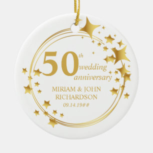 50ste Huwelijks Foto Gouden Ster Krans Persoonlijk Keramisch Ornament