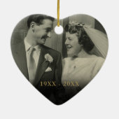 50ste huwelijksjubileum 2 foto's gouden harten keramisch ornament (Achterkant)