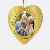 50ste huwelijksjubileum 2 foto's gouden harten keramisch ornament (Links)