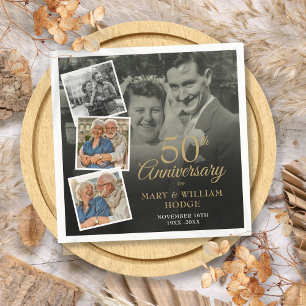 50ste huwelijksjubileum 4 foto collage servet
