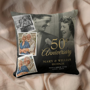 50ste huwelijksjubileum 5 foto collage kussen