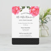 50ste huwelijksjubileum aquarel roze roos kaart (Staand voorkant)