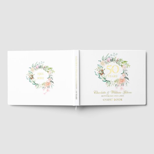50ste huwelijksjubileum bloemenslingers gastenboek (Volledig)