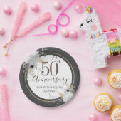 50ste huwelijksjubileum bloemstuk papieren bordje (Feest)