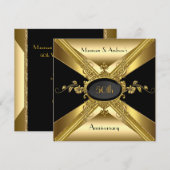 50ste huwelijksjubileum Deco Goud Gouden 2 Kaart (Voorkant / Achterkant)