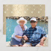 50ste huwelijksjubileum Foto Gouden Confetti Famil Kaart (Voorkant / Achterkant)