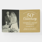 50ste Huwelijksjubileum Foto Gouden Welkom Spandoek (Horizontaal)