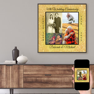 50ste Huwelijksjubileum Fotocollage Goud Poster
