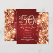 50ste huwelijksjubileum Glam Glitters Goud & Rood Kaart (Voorkant / Achterkant)
