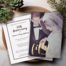50ste huwelijksjubileum goud folie & foto