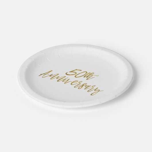 50ste huwelijksjubileum goud folie papieren bordje (Gekanteld)