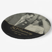 50ste Huwelijksjubileum Goud Zwart Foto Papieren Bordje (Gekanteld)