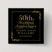50ste huwelijksjubileum Gouden bloemenframe Vierkante Button 5,1 Cm (Voorkant)