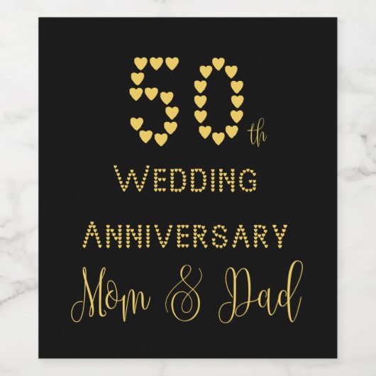 50ste huwelijksjubileum gouden bruiloft Ouders Wijn Etiket (Enkel label)