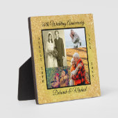 50ste Huwelijksjubileum Gouden Glitter Foto Fotoplaat (Voorkant)
