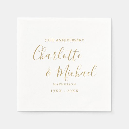 50ste huwelijksjubileum Gouden handtekening script Servet (Voorkant)
