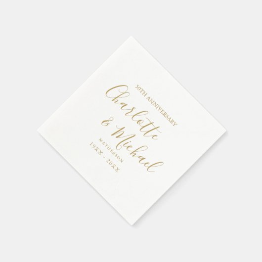 50ste huwelijksjubileum Gouden handtekening script Servet (Hoek)