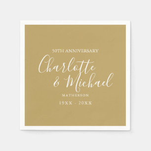 50ste huwelijksjubileum Gouden handtekening script Servet