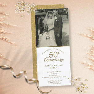 50ste huwelijksjubileum Gouden Hart Confetti Foto Kaart