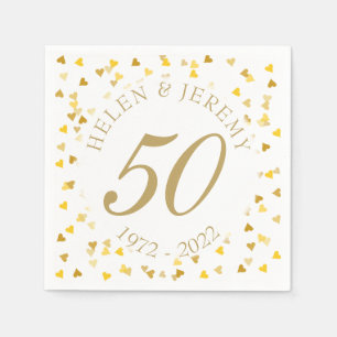 50ste huwelijksjubileum Gouden Harten Confetti Servetten