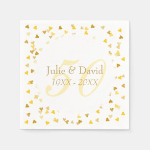 50ste huwelijksjubileum Gouden Harten Confetti Servetten