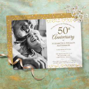 50ste huwelijksjubileum Gouden Harten Foto Kaart