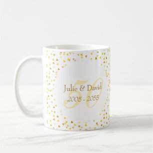 50ste huwelijksjubileum Gouden Hartjes Confetti Koffiemok