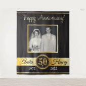 50ste huwelijksjubileum gouden jubileum foto wandkleed (Voorkant)