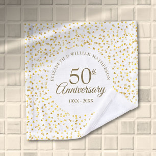 50ste huwelijksjubileum Gouden liefdesharten Bad Handdoek