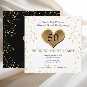 50ste huwelijksjubileum   Gouden   Met namen Kaart